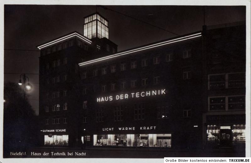 Orign. Foto Bielefeld Haus der Technik bei Nacht 1930  