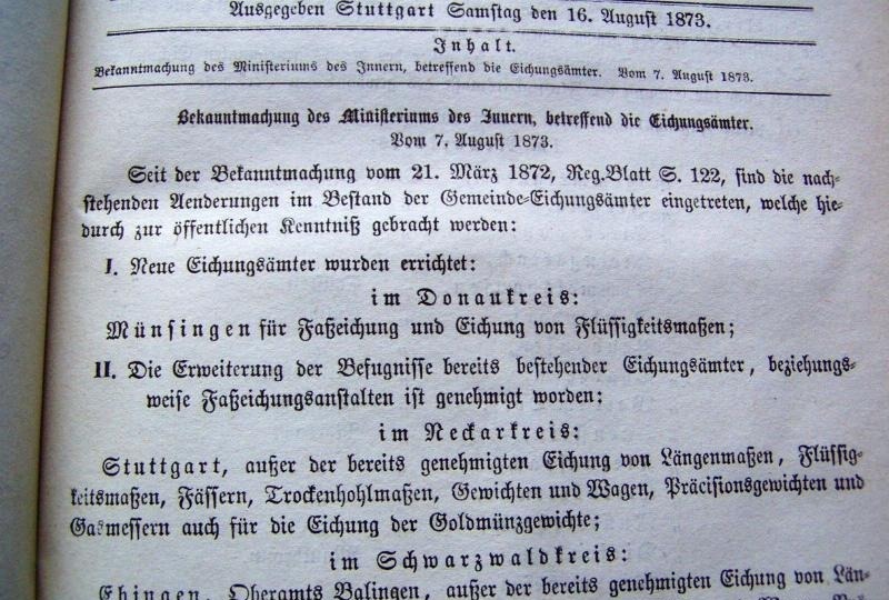 Regierungsblatt Königreich Württemberg 1873 Gesetze Kaiser König 